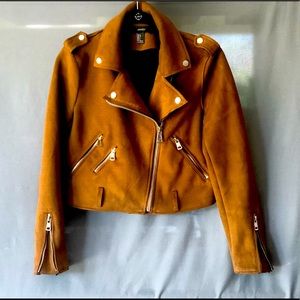 Faux suede cropped jacket by Forever 21